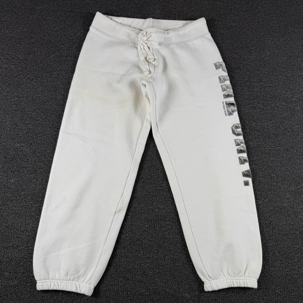 PINK Victoria's Secret Sweatpants Womens S My Favorite Sweats White Graphic EUC